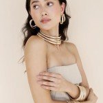 Chunky Gold Bangle Bracelets Set for Women