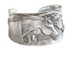 Horse Lover Cuff Bracelet with Two Horse Heads