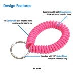 Neon Pink Spiral Wrist Coil Keychain Bracelet - 10 Pack