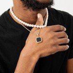 Gold Plated Layered Pearl & Onyx Necklace Set