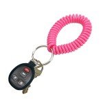 Neon Pink Spiral Wrist Coil Keychain Bracelet - 10 Pack