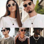 Gold Plated Layered Pearl & Onyx Necklace Set