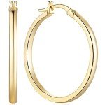 14K Gold Lightweight Hoop Earrings for Women