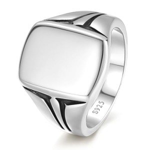 Mens 925 Sterling Silver Square Signet Ring