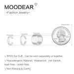 Moodear 3-Piece Chunky Non-Piercing Ear Cuffs