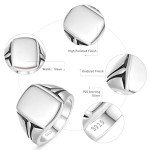 Mens 925 Sterling Silver Square Signet Ring