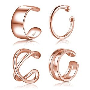 Rose Gold Plated Non-Piercing Ear Cuffs - 4 Styles