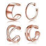 Rose Gold Plated Non-Piercing Ear Cuffs - 4 Styles