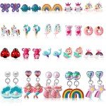 Cute Kids Clip-On Earrings - 20 Pairs Set