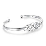 Celtic Knot Silver Cuff Bracelet for Women