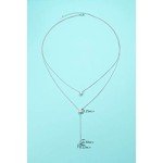 Stylish Layered Silver Teardrop & CZ Necklace