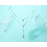 Stylish Layered Silver Teardrop & CZ Necklace
