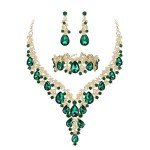 Emerald Gold-Tone Teardrop Bridal Jewelry Set