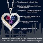 Personalized 3 Stone Heart Pendant Necklace for Women