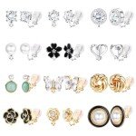 Stylish Clip-On Earrings with Sparkling Crystals