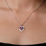 Personalized 3 Stone Heart Pendant Necklace for Women