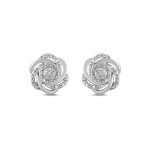 Sterling Silver Diamond Flower Stud Earrings