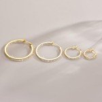 14K Gold Hoop Earrings with Cubic Zirconia