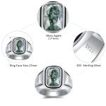 Moss Agate Emerald Cut Silver Signet Ring