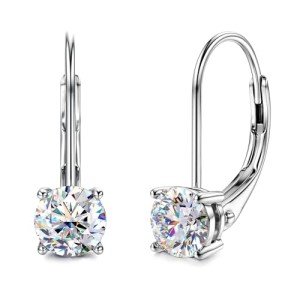 Moissanite Dangle Earrings in 18K White Gold