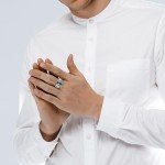 Moss Agate Emerald Cut Silver Signet Ring