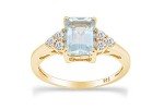 Simulated Blue Aquamarine & White Topaz Ring