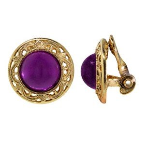 Amethyst Purple Stone Clip-On Earrings for Women