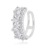 Sterling Silver Simulated Diamond Double Row Ear Cuff