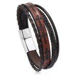 Men's Multi-Layer Leather Cross Bracelet – Brown
