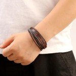 Men's Multi-Layer Leather Cross Bracelet – Brown