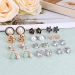 Stylish Clip-On Earrings with Sparkling Crystals