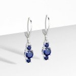 Sterling Silver Blue Sapphire Birthstone Dangle Earrings