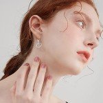 Sterling Silver Heart Dangle Earrings for Women