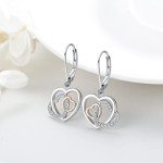 Sterling Silver Heart Dangle Earrings for Women