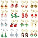 16 Pairs Festive Clip-On Earrings for Women