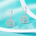 Sterling Silver Heart Dangle Earrings for Women