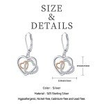 Sterling Silver Heart Dangle Earrings for Women