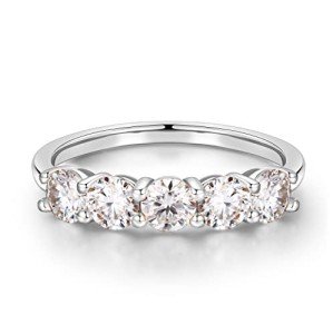 5 Stone Moissanite Stackable Rings in White Gold