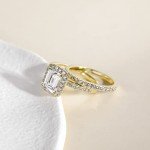 Elegant Emerald Cut CZ Sterling Silver Bridal Set