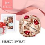 January Birthstone Love Heart Charm in Rose Gold