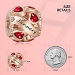 January Birthstone Love Heart Charm in Rose Gold
