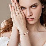 January Birthstone Love Heart Charm in Rose Gold