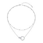 Dainty Double Circle Sterling Silver Choker Necklace