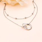 Dainty Double Circle Sterling Silver Choker Necklace