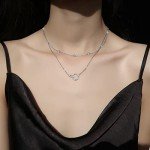 Dainty Double Circle Sterling Silver Choker Necklace