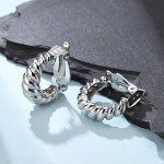 Chunky Silver Clip-On Hoop Earrings for Women