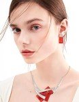 Ruby Red Vintage Chunky Necklace and Earrings Set
