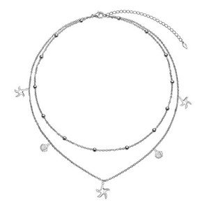 Sterling Silver Starfish Shell Layered Choker Necklace