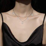 Sterling Silver Starfish Shell Layered Choker Necklace