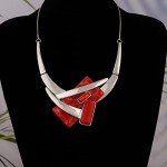 Ruby Red Vintage Chunky Necklace and Earrings Set